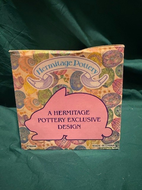 Vtg Hermitage Pottery Fine Ceramic Rabbit Egg Candy Dish NIB