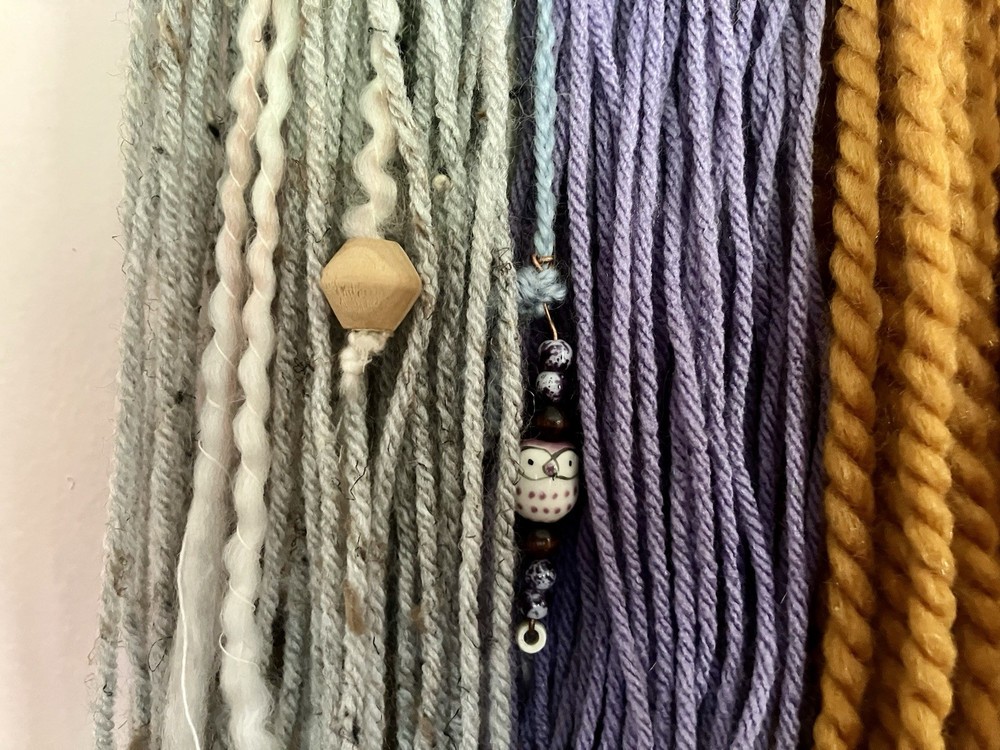Yarn Wall Hanging With Owl Beads
