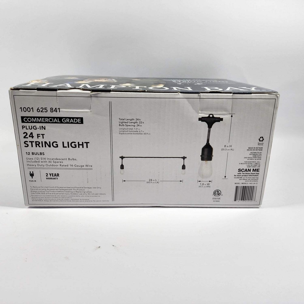 New Hampton Bay Plug In 24 ft string light 142C-24-12