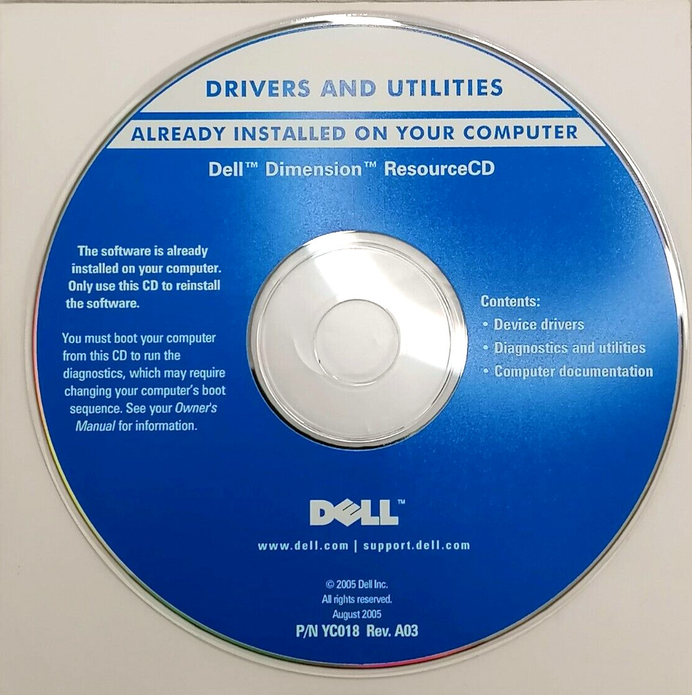 Dell Dimension ResourceCD Software P/N: YC018