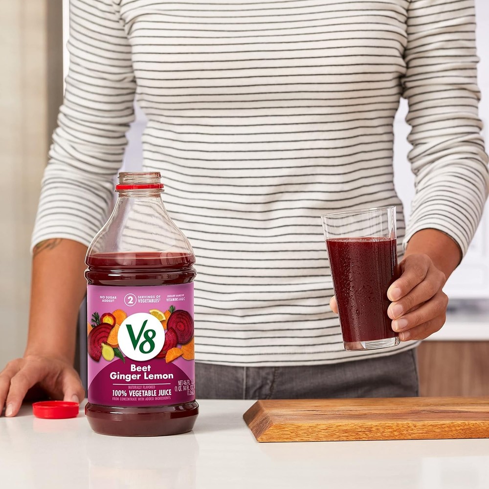 V8 Beet Ginger Lemon 100% Vegetable Juice, Naturally Flavored From Concentrate
