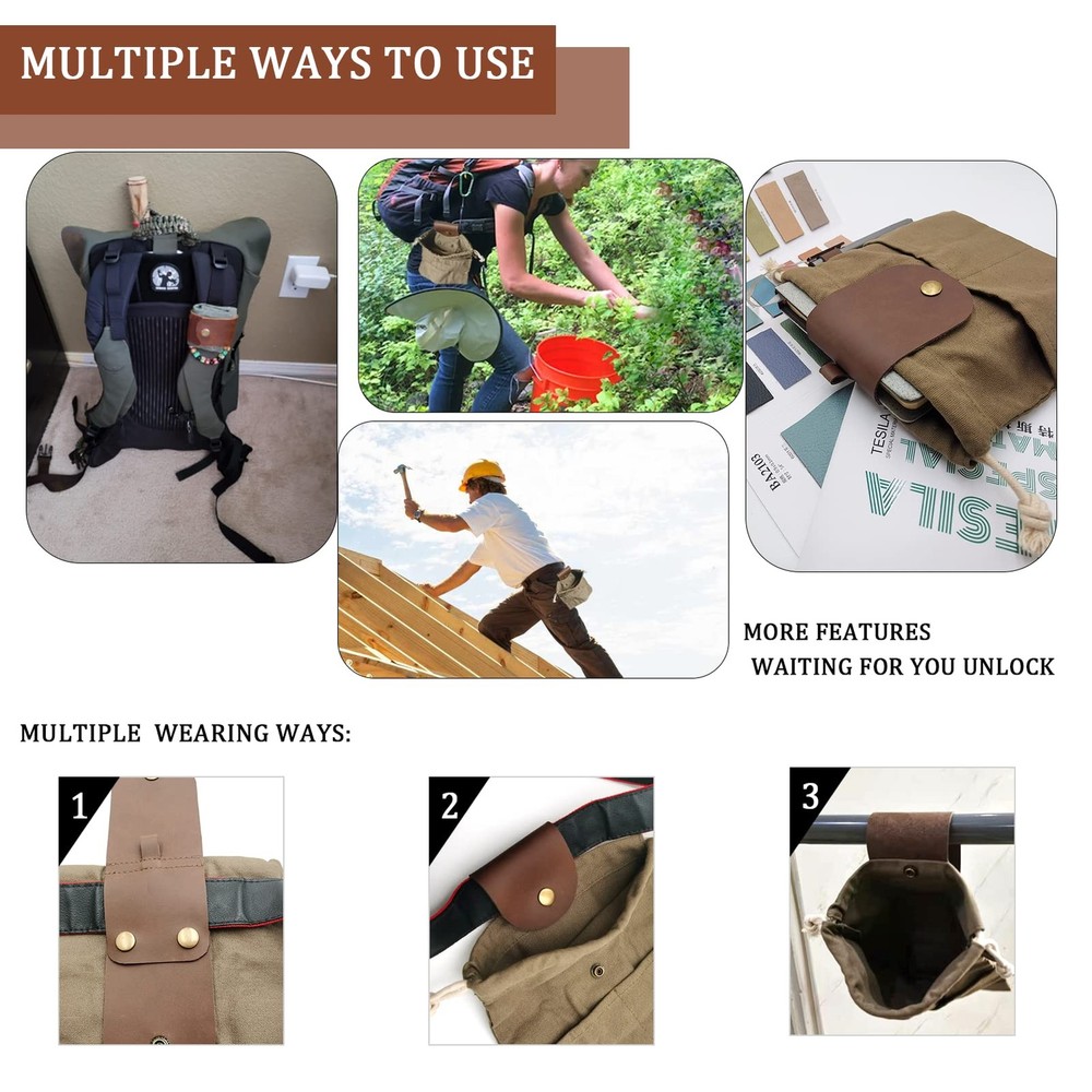 Foraging Pouch Leather Canvas Collapsible