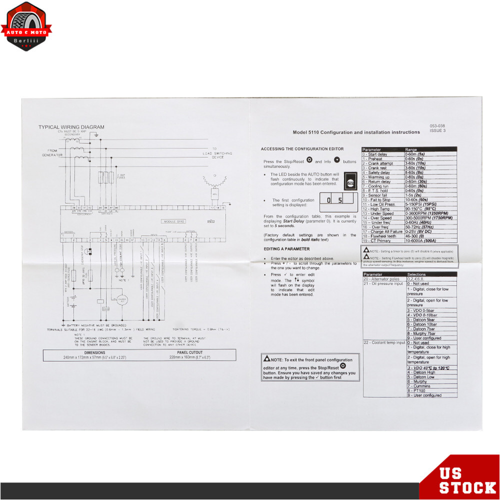 For Deep Sea DSE5110 Generator Electronic Controller Control Module LCD Display
