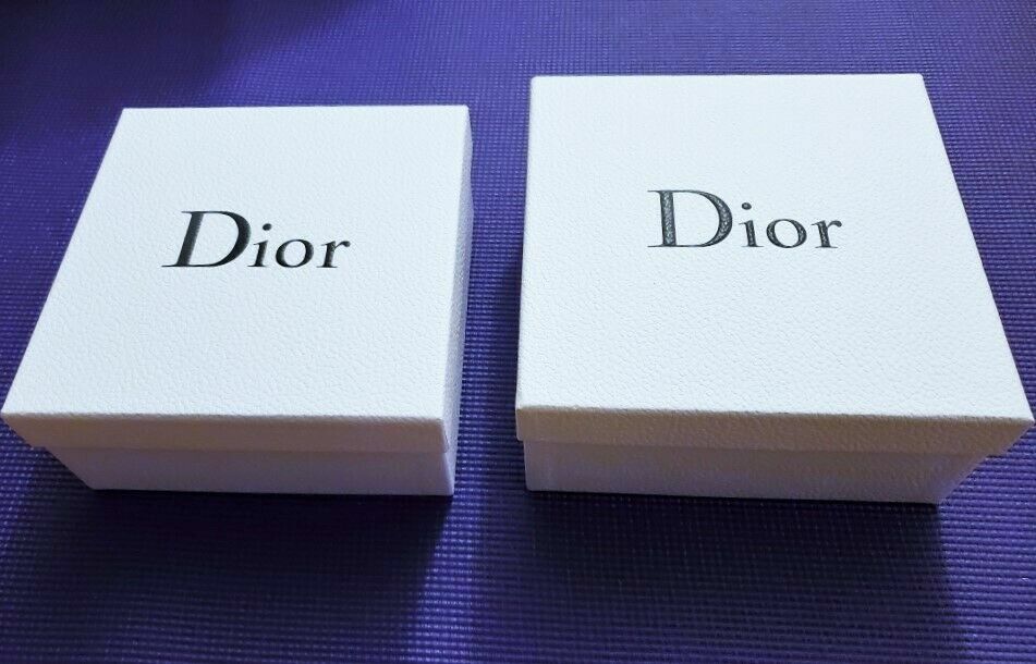 DIOR gray logo white textured square Gift nesting Box Empty storage set lot x 2