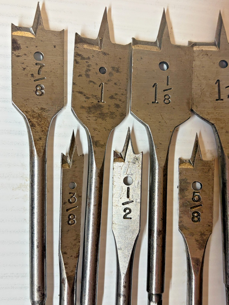 Set of 11 vintage spade bits for wood Drill Bits Sharp