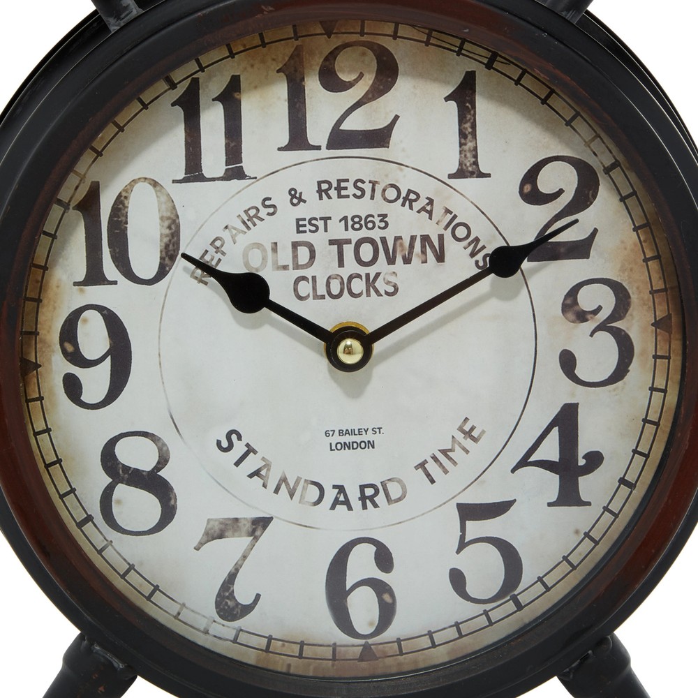Black Metal Decorative Clock with Bell Style Top