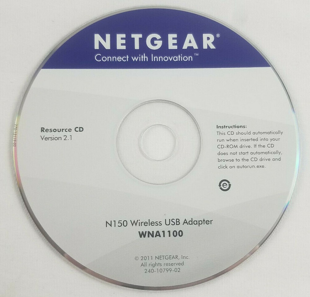 NetgearN150 Wireless USB Adapter WNA1100 Resource CD Version 2.1
