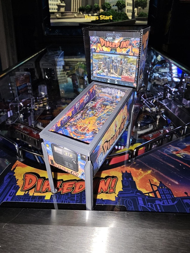 Miniature Replica “Dialed In” Pinball Machine Mini Scale Model, Keepsake, Trophy