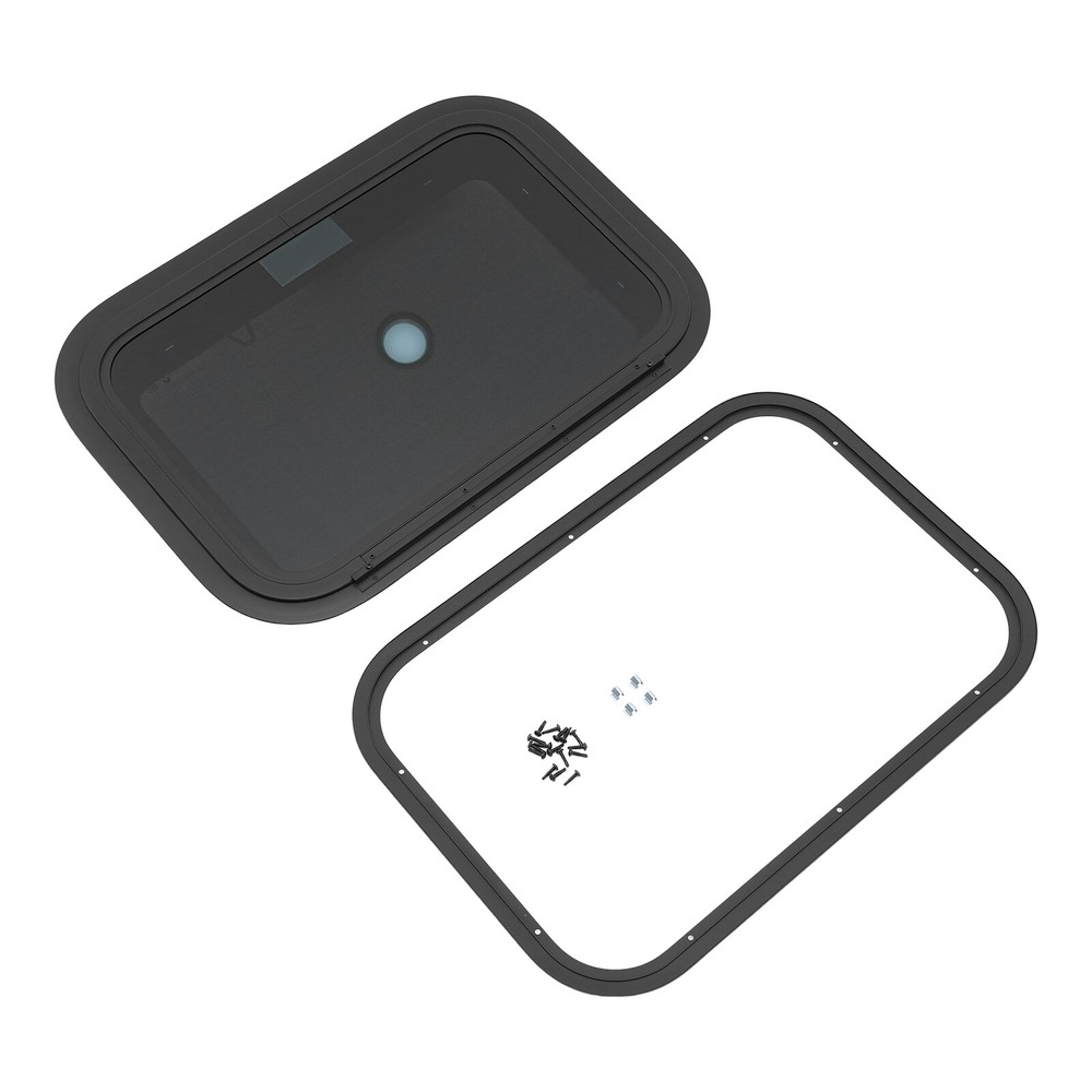 22" x 15" RV Exit Window Camper Push Out Emergency Window w/ Trim & Screen Black