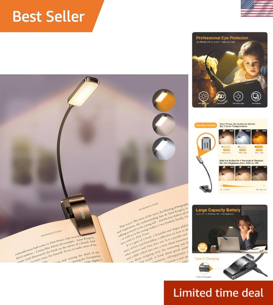 USB Rechargeable 9 LED Reading Light - Lightweight, Portable, Eye-Caring Design