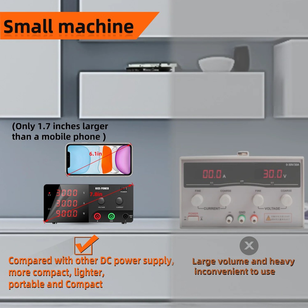 Adjustable DC Power Supply 30V30A Lab Bench Power Source Stabilized Power Supply