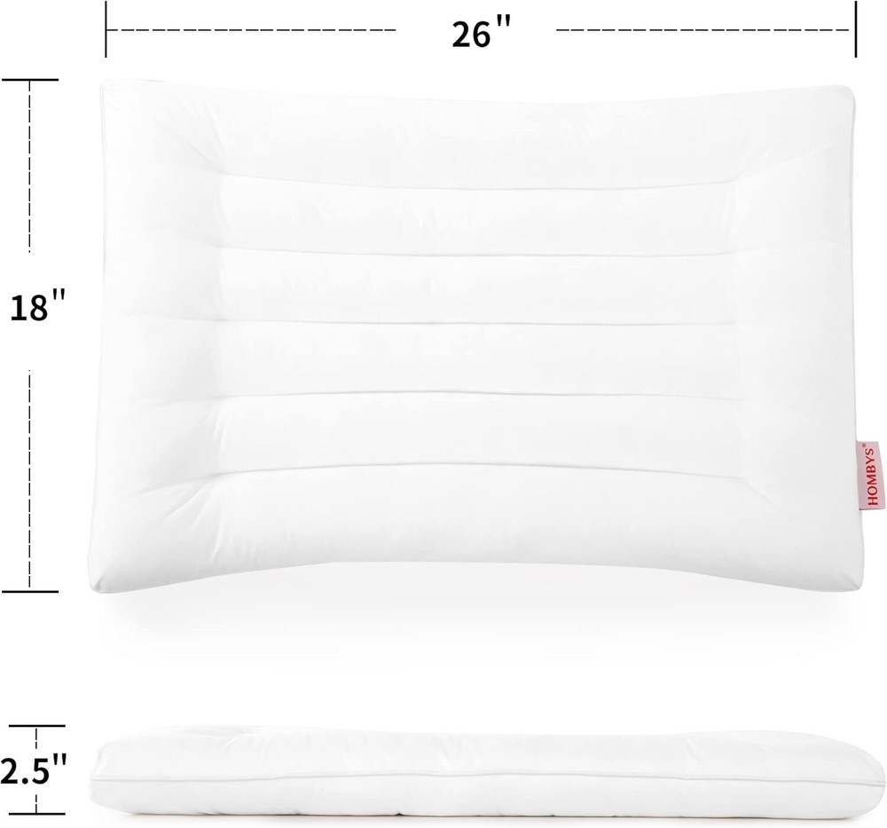 HOMBYS Ultra Thin Flat Pillow for Sleeping, Thin Pillow for Back Sleeper, Suppor