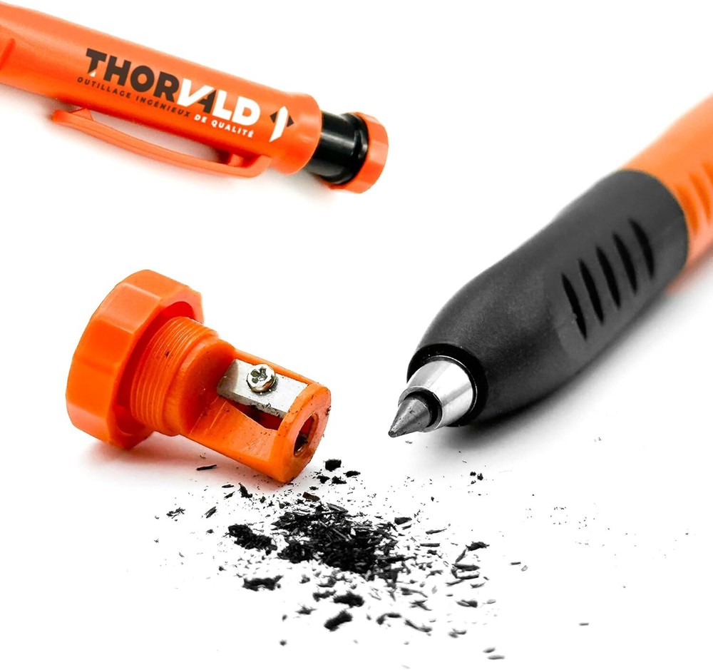 2n1 Carpenter Pencil w/ Finger Grip,7 Leads, Sharpener- Solid Mechanical Pencils
