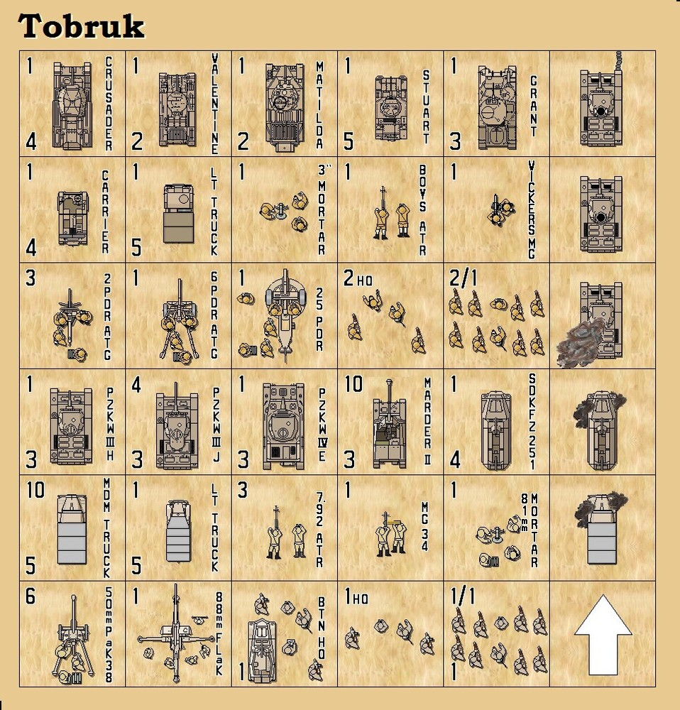 Tobruk (’75) Replacement Counters Double-Sided Die-Cut