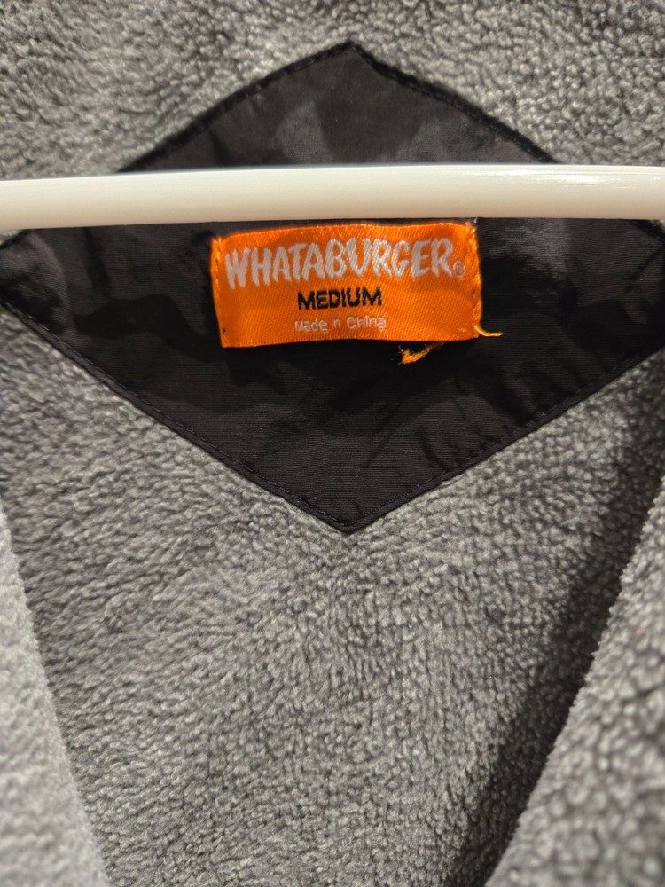 Whataburger Embroidered Jacket Men Medium Black Fleece Lined Full Zip