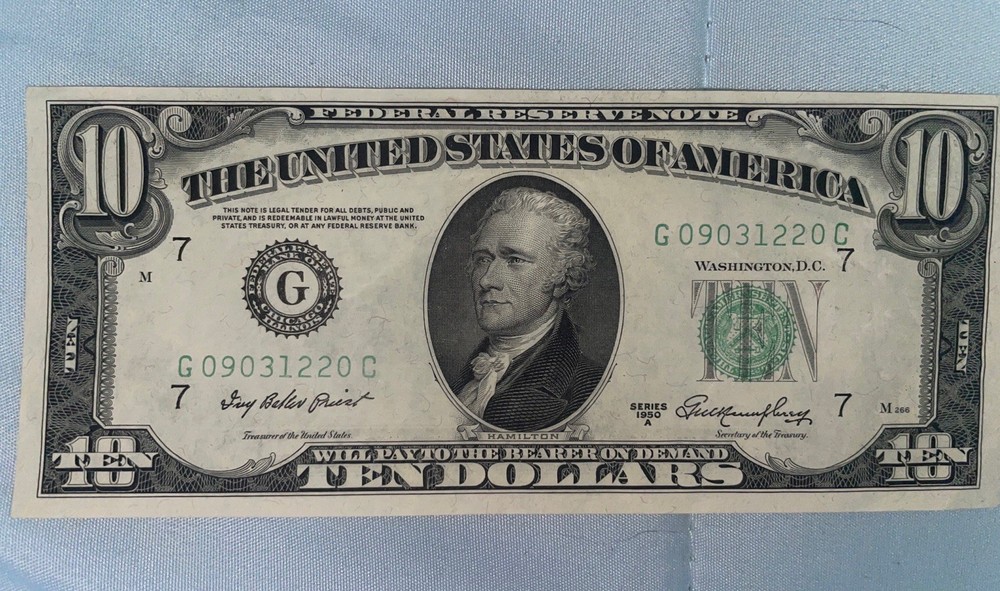 1950A Series $10 Chicago Off Centered