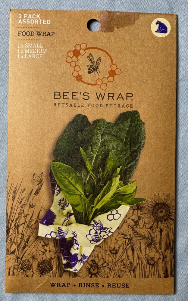 Bee's Wrap Reusable Food Storage Wrap 3 Piece Assorted Pack NEW