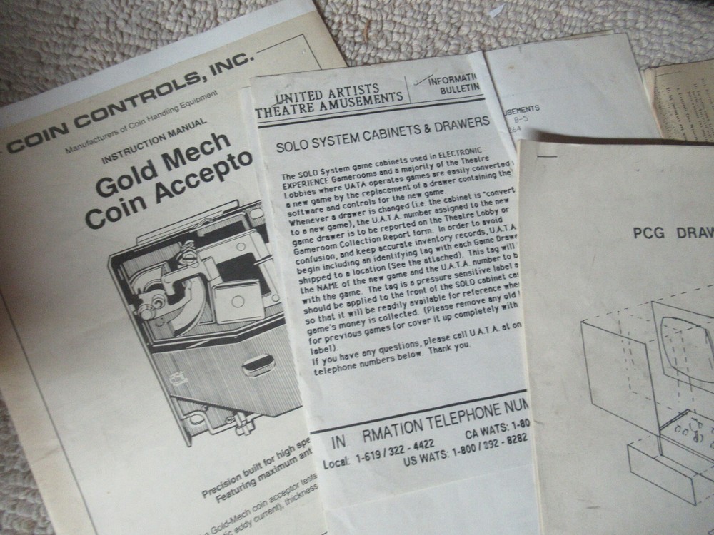 original PCG DRAWER SYSTEM SET arcade video game owners manual