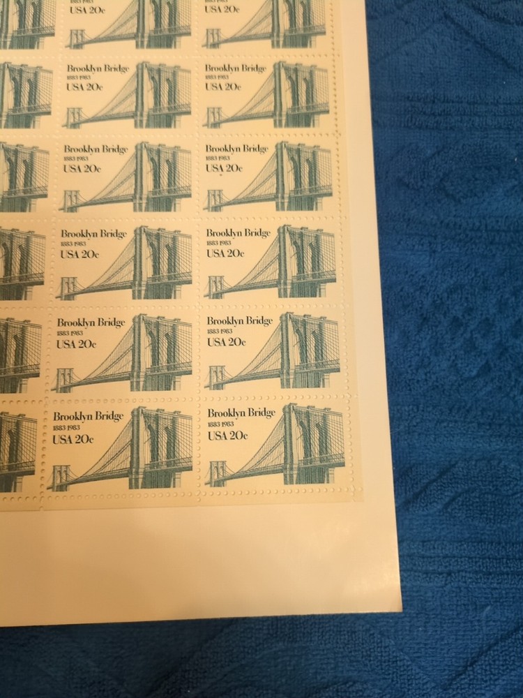 ERROR 1983 Sheet BROOKLYN BRIDGE UNFINISHED BRIDGE Short Transfer MNH