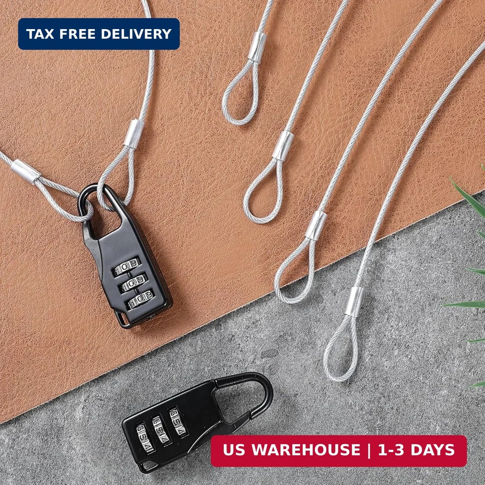 5 Pack Security Cables Luggage Lock Safety Cable Silver Security Cables with Loc