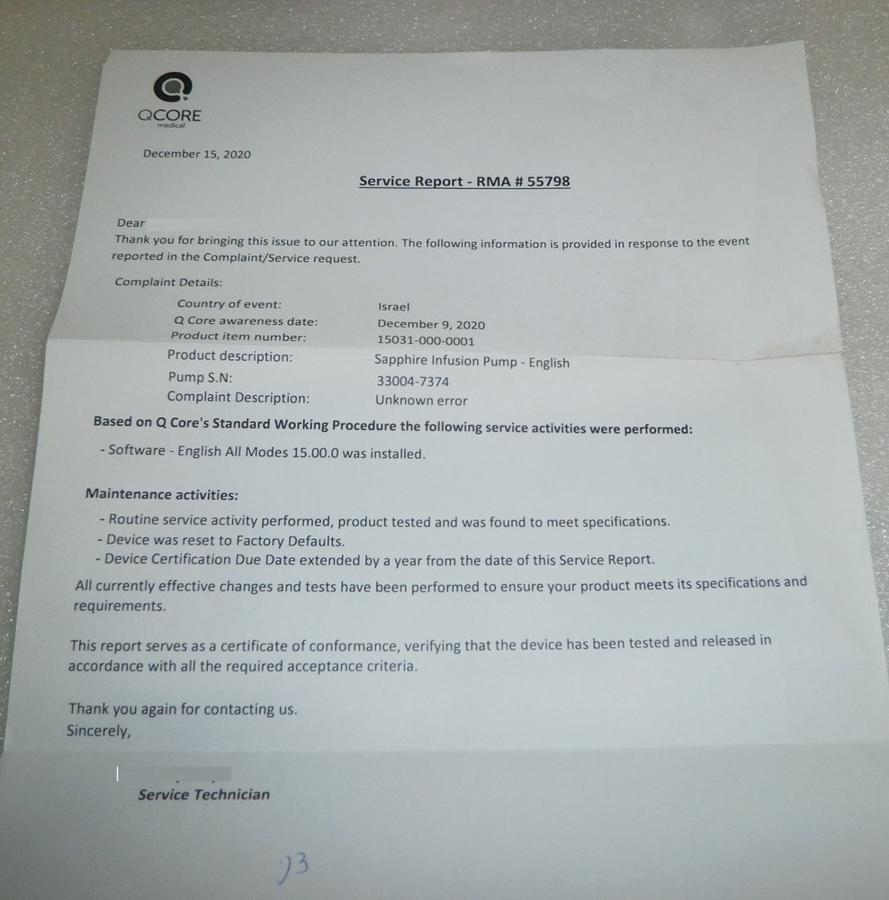 QCORE Sapphire multi therapy pump with accessories (has bad battery)