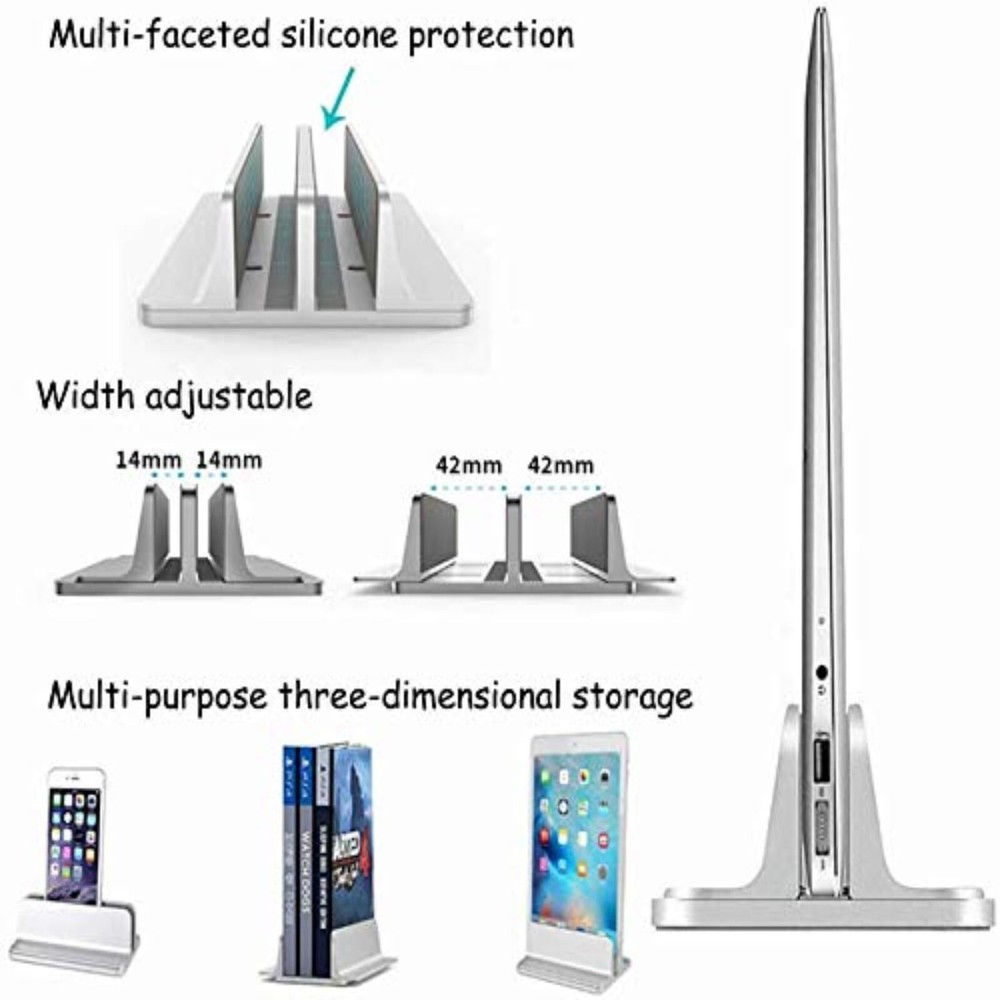 Universal Laptop Vertical Stand, Dual Desktop Stand Adjustable Note... Fast Ship