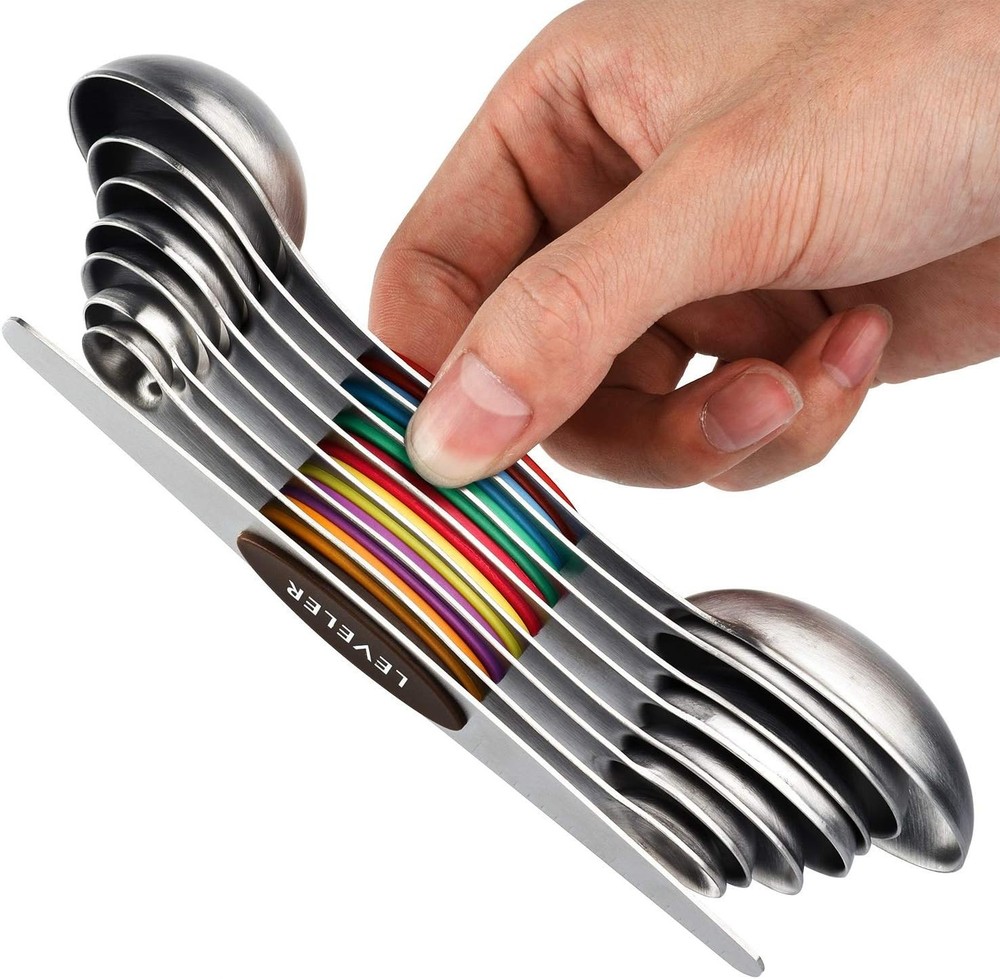 Stackable Magnetic Measuring Spoons - 8-Piece Stainless Steel Culinary Precision