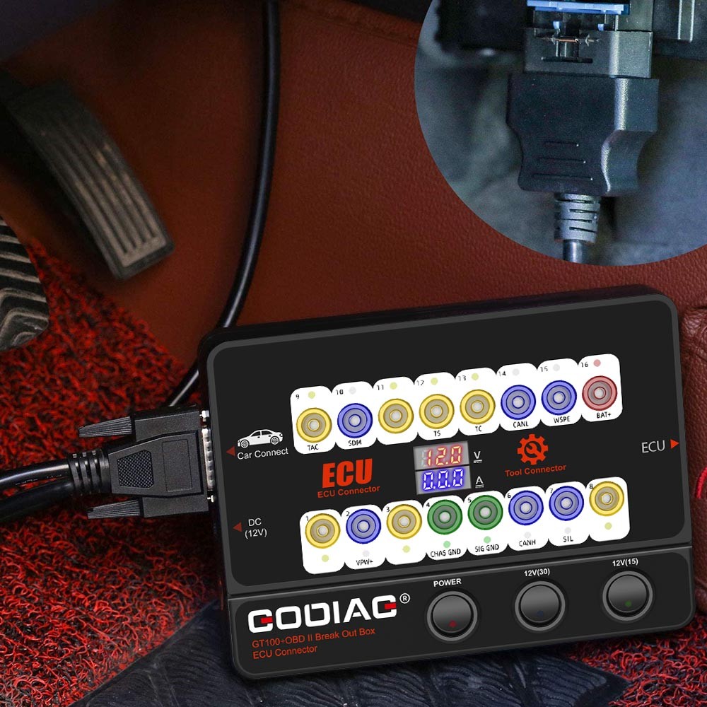 GODIAG GT100+ Pro OBDII Breakout Box E-CU Connector Electronic Current Display