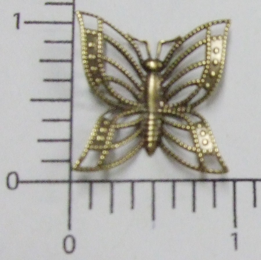 34703         2 Pc Brass Oxidized Large Butterfly Jewelry Finding (Dapped)