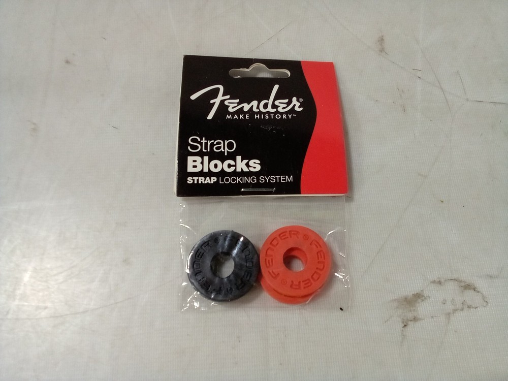 Genuine Fender Black & Red Strap Blocks Lock System (4-Pack)