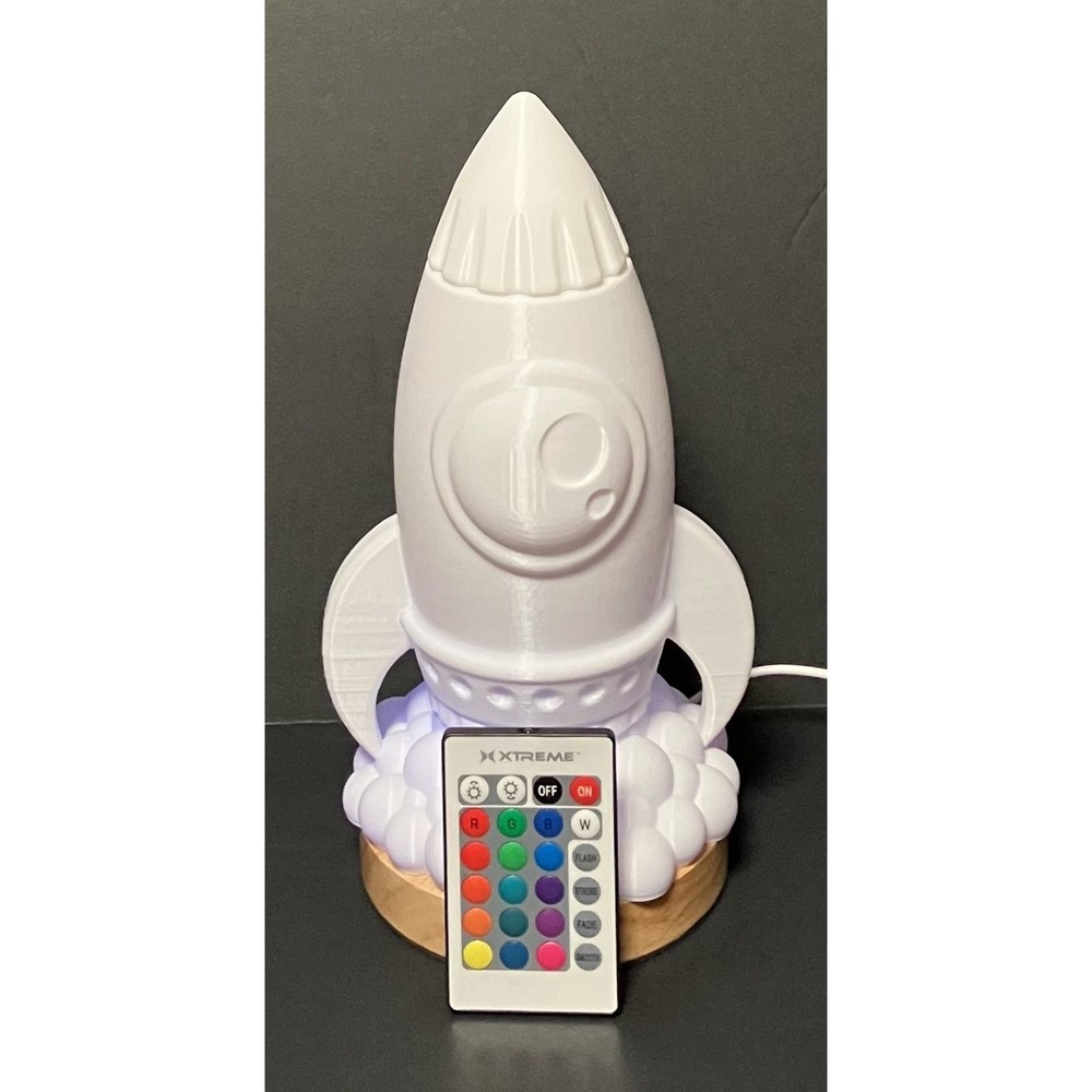 Childs Rocket Night Light Color Changing LED Lamp Remote Control Magnetic Base