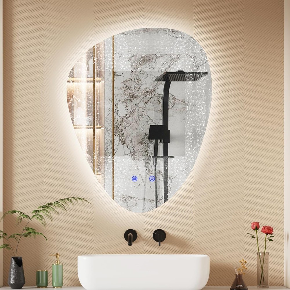 Irregular LED Bathroom Mirror 22"x28" Dimmable Anti-Fog Backlit