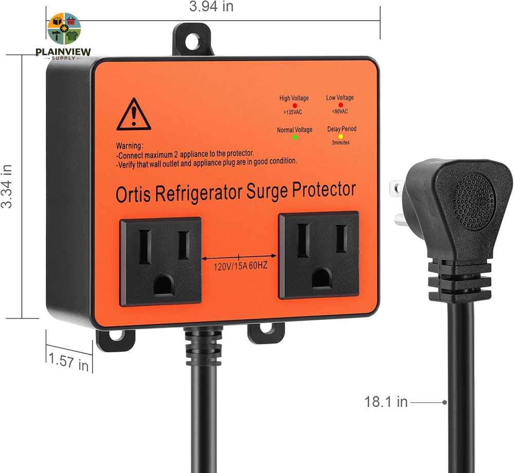 Refrigerator Surge Protector, Double Outlet Voltage Protector for Home Applianc