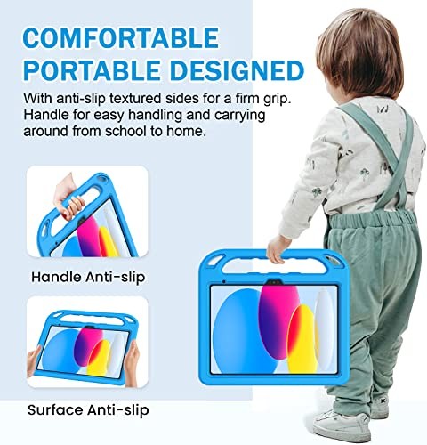 Case for iPad 11th/10th Gen with Shockproof Handle & Screen Protector