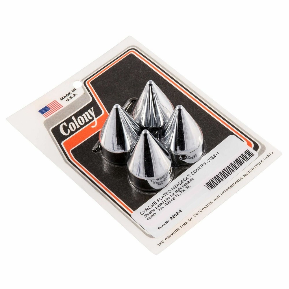 HEAD BOLT COVERS (Chrome Pike) Harley Evolution Twin Cam Sportster . . 2262-4