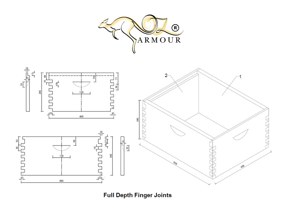 OZ ARMOUR FULL DEPTH BEEHIVE BOXES PREMIUM QUALITY FINGER JOINTS -10 Frames