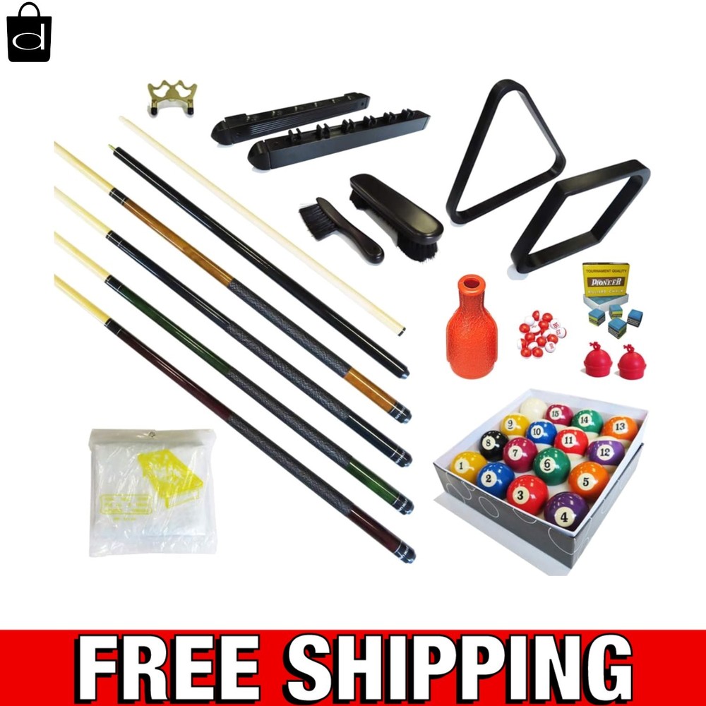Billiard Accessory Kit - 32 Pieces with 57.5” Cue Sticks & More