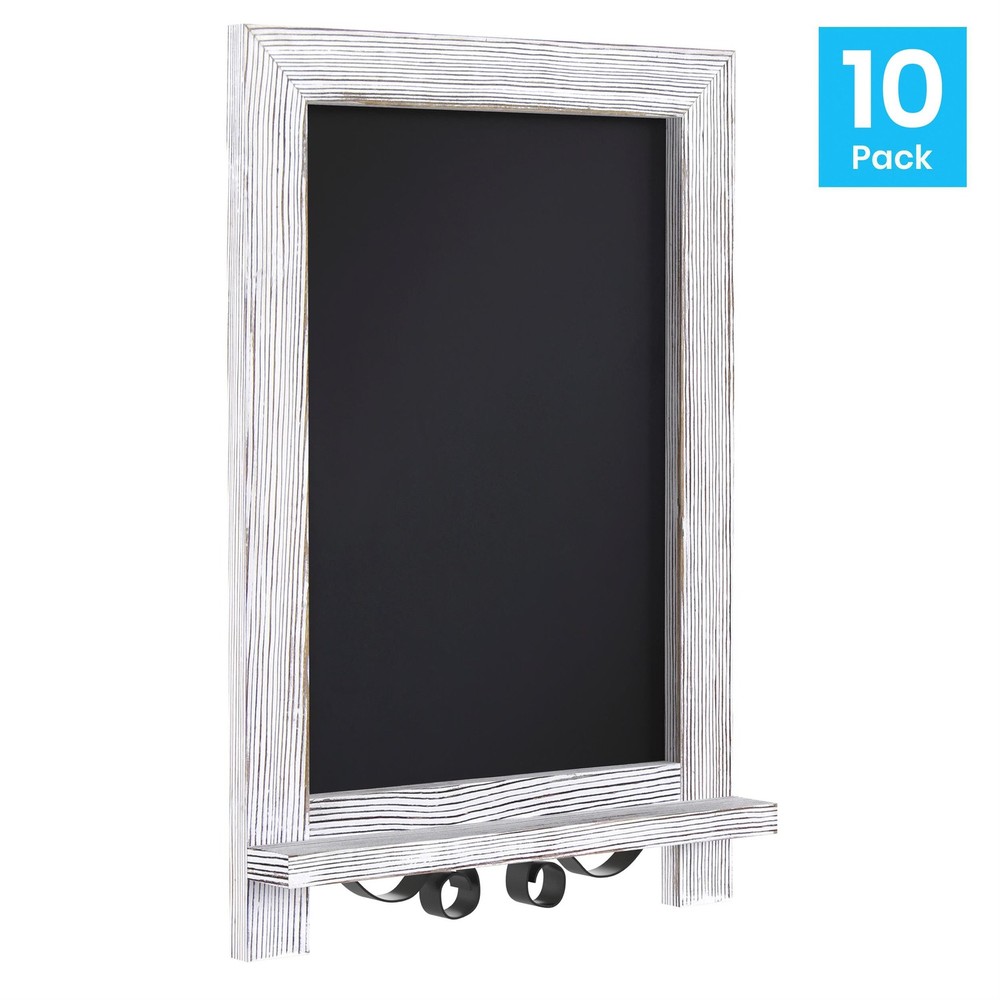 10 Pack 9.5" x 14" Tabletop or Wall Mount Magnetic Chalkboards - Whitewashed