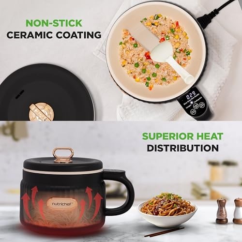 1.6 QT Portable Electric Rice Cooker & Lunch Maker | Multi-Functional & Black