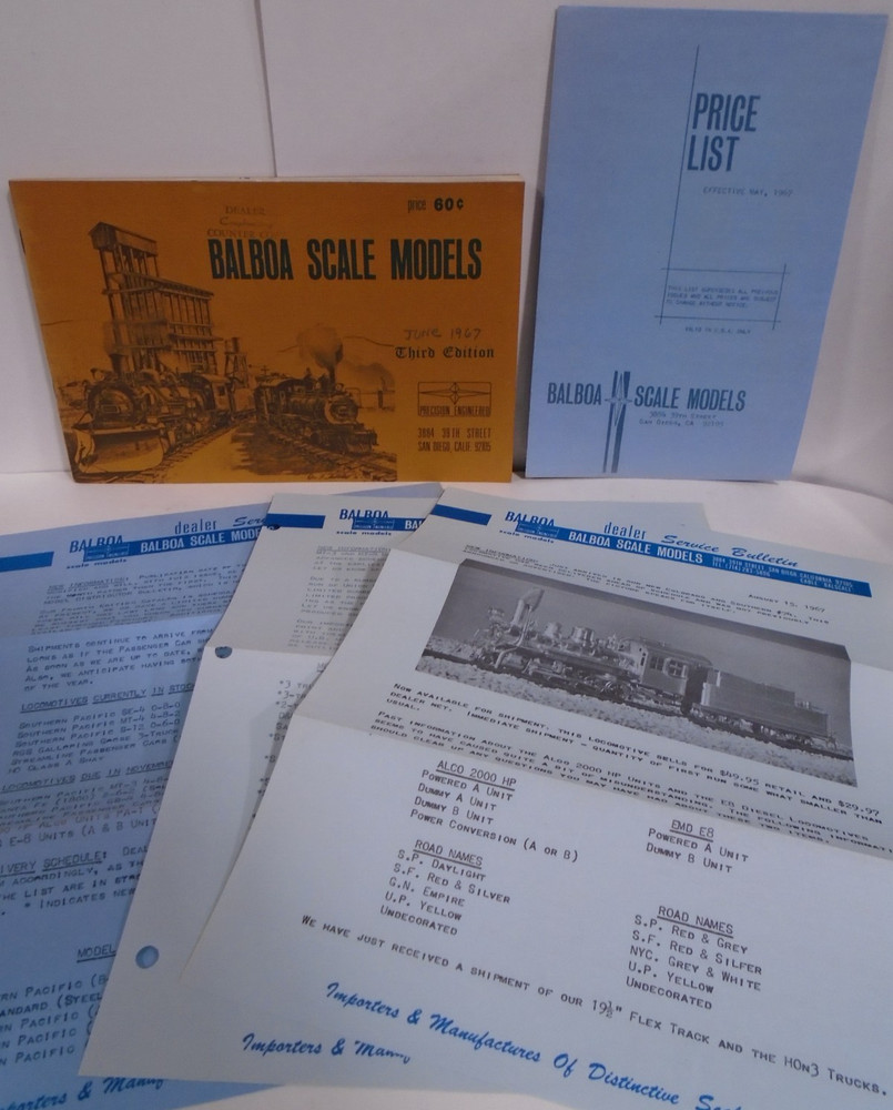 BALBOA SCALE MODELS 1967 CATALOG THIRD EDITION & PRICE LIST