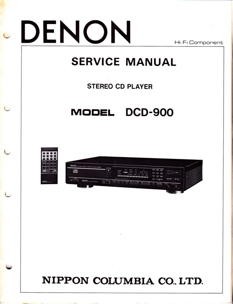 Original Denon DCD-900 Service Manual With Service Update