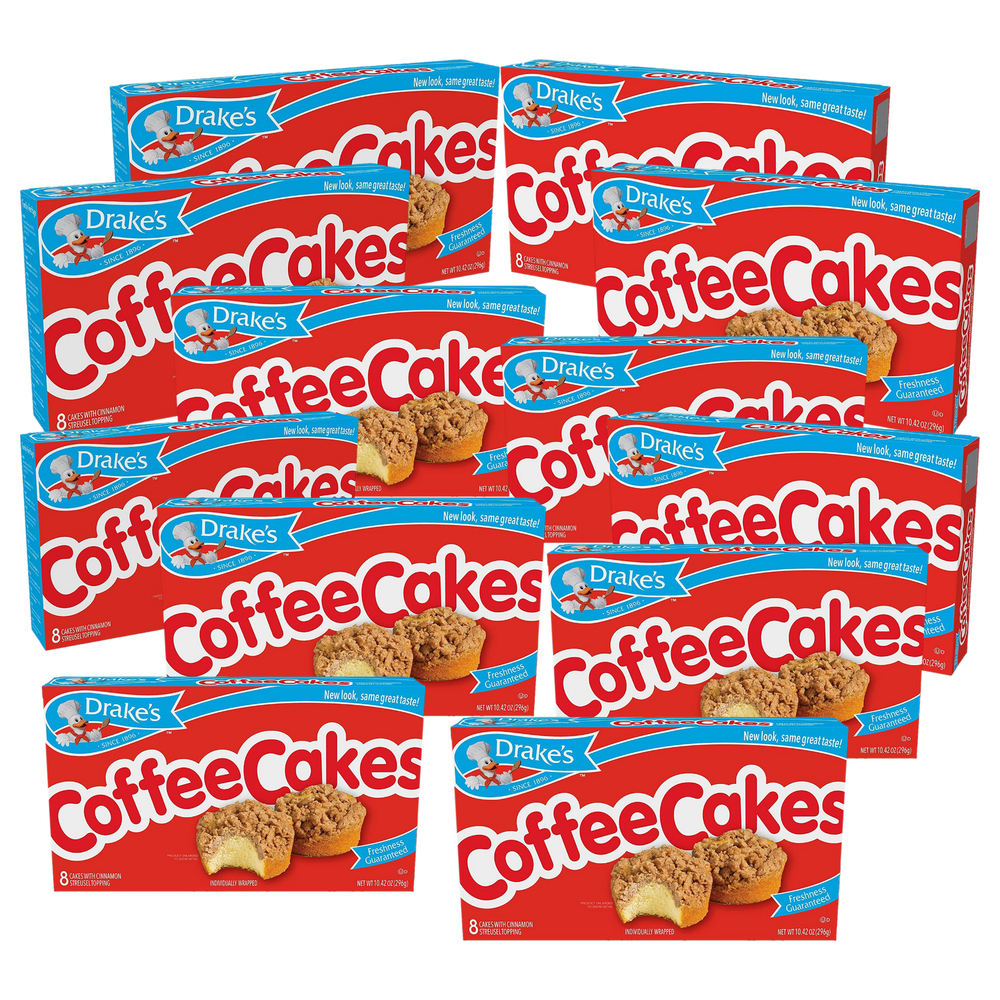 Drake's Coffee Cakes, 12 boxes, 96 Individually Wrapped Breakfast Pastries