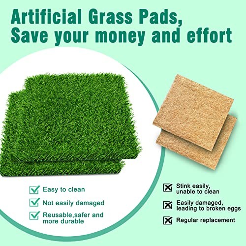 8 Pack Chicken Nesting Box Pads - Washable Artificial Grass Nesting 8pack-Green