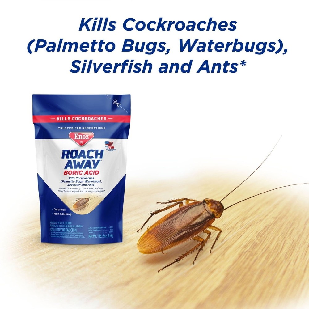 Enoz Roach Away Boric Acid Powder, Roach Killer, 18 oz Pouch