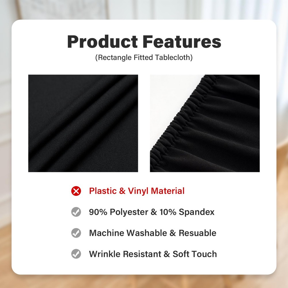 Fitted Rectangle Tablecloth 36 x 60 Inch Elastic Table Cloth Stretch Spandex ...