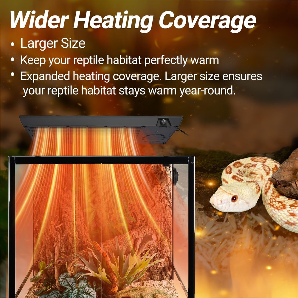 Oiibo Reptile Heat Panel Adjustable Temperature 60W Heater for Black