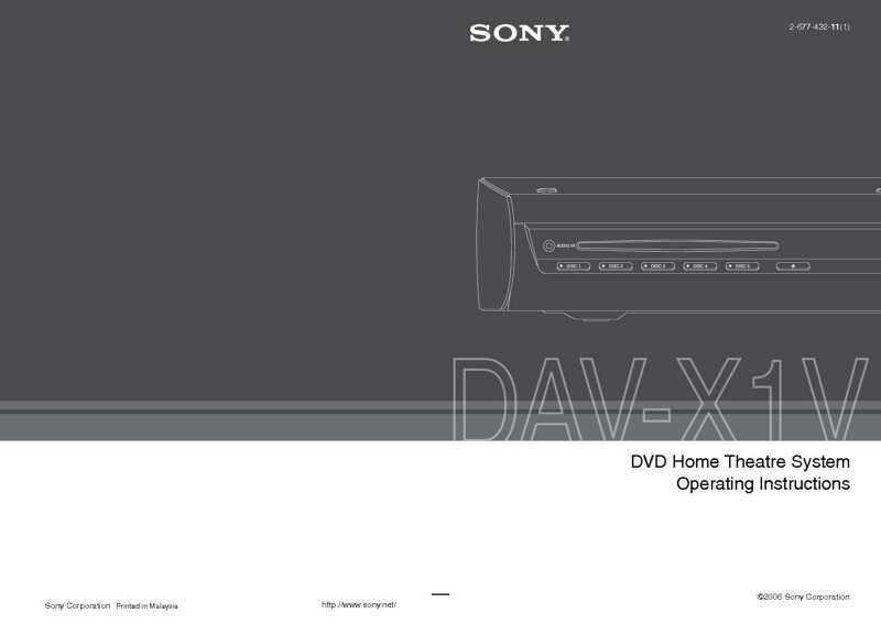 Sony DAV-X1V Home Theater System Owners Manual