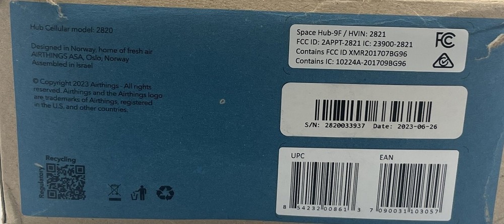 AIRTHINGS 2820 SPACE HUB-9F HUB CELLULAR MODULE