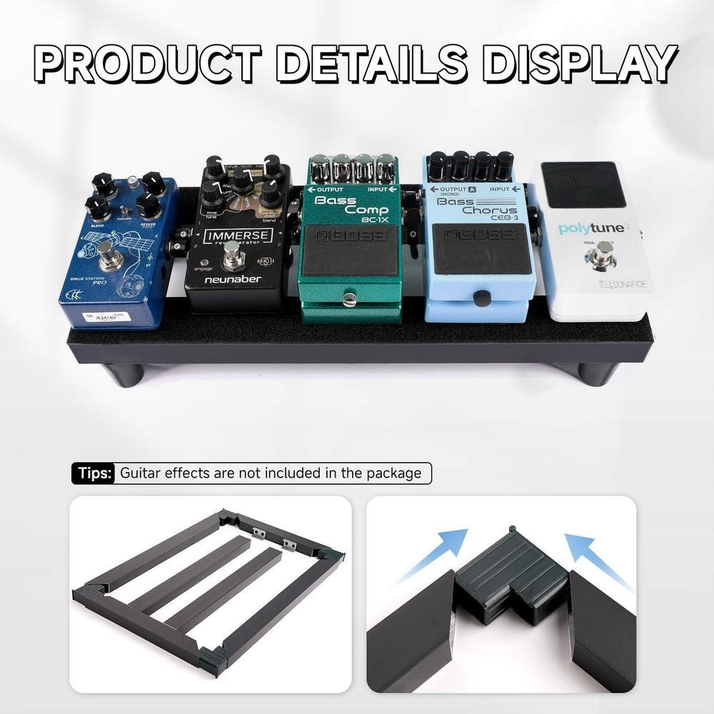 Multi-Functional Guitar Pedal Board with Storage Bag & Magic Tape – 13.7''x5.5''