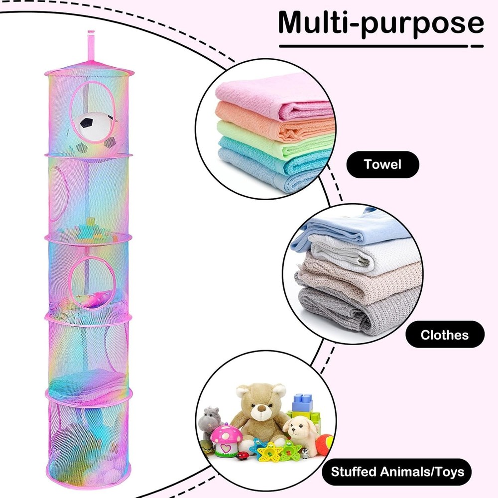 Creative 5-Tier Stuffed Animal Net - Colorful Storage Solution for Kids